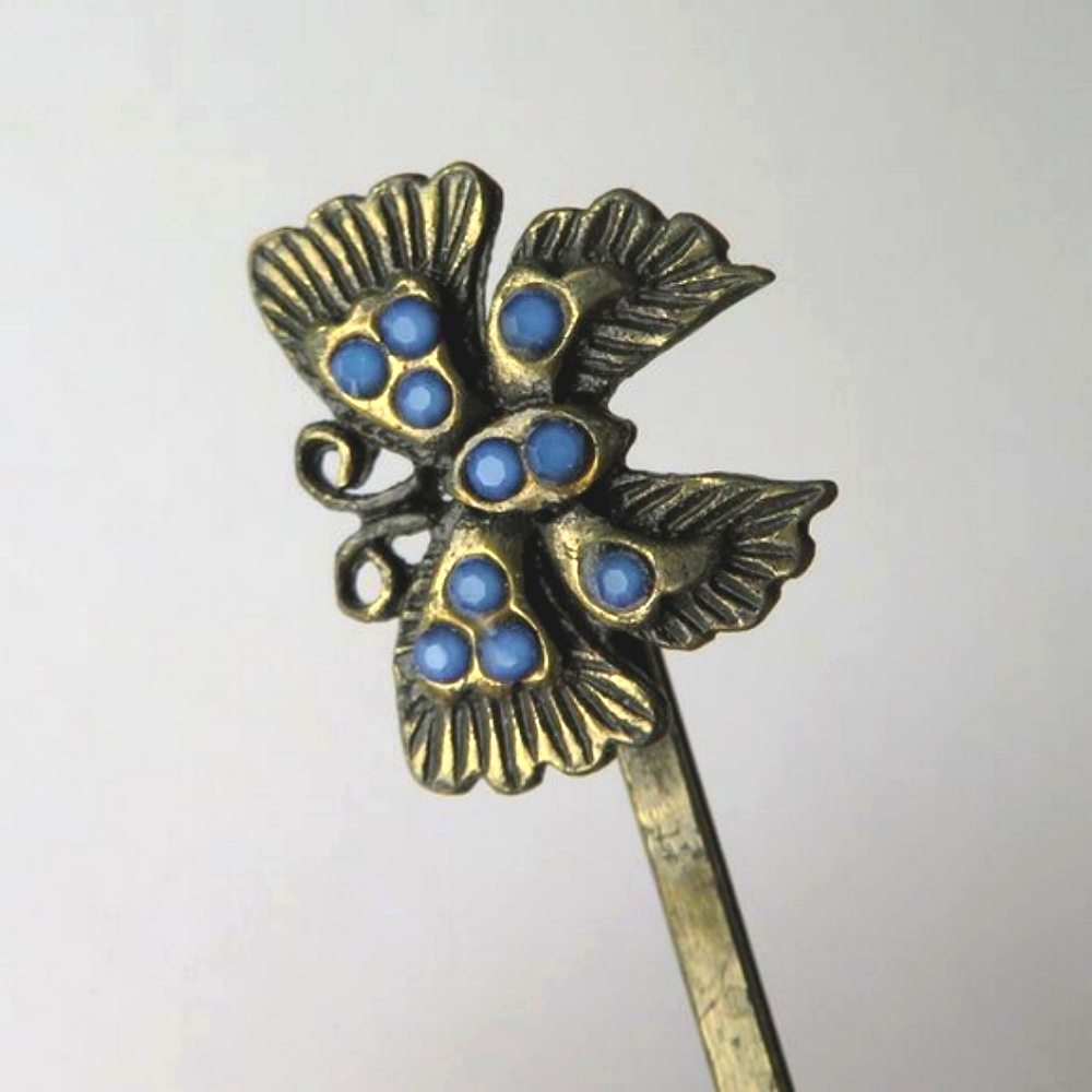 Butterfly Hair Pin With Blue Stones
